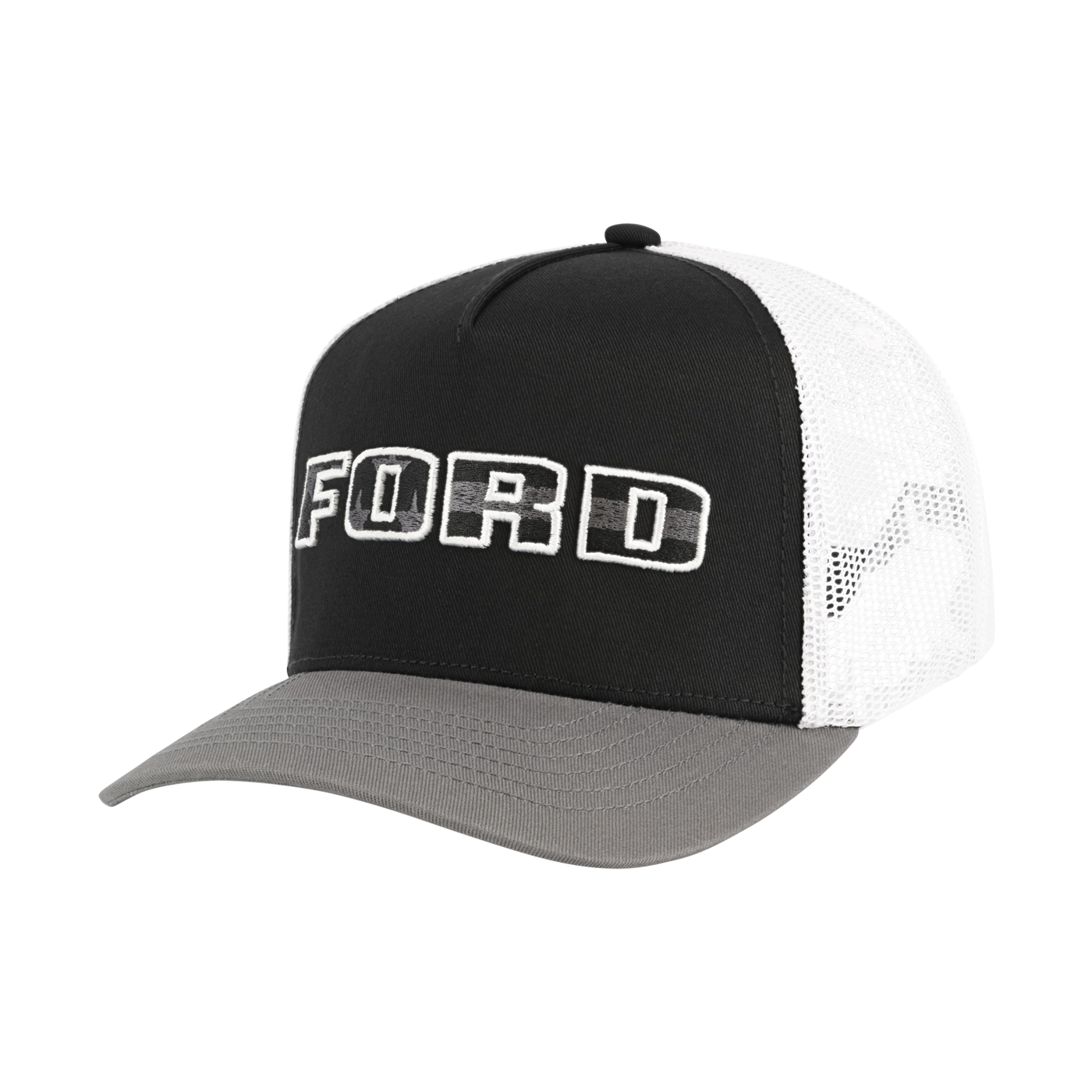 Ford Trucks Block Letter White Mesh Snapback Hat